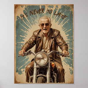 Vintage old biker poster