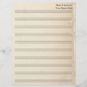 Vintage Old Book Page Blank Sheet Music 10 Stave