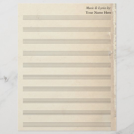Vintage Old Book Page Blank Sheet Music 10 Stave Zazzle Co Uk