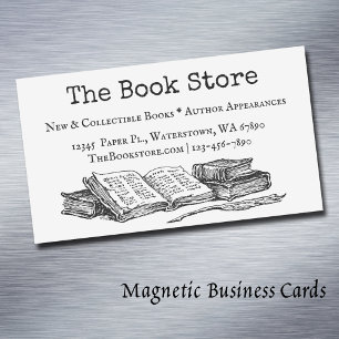Vintage Old Books Editable Vintage Art Magnetic Business Card