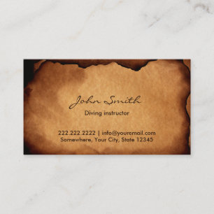 Vintage Old Burned Paper Diving Business Card