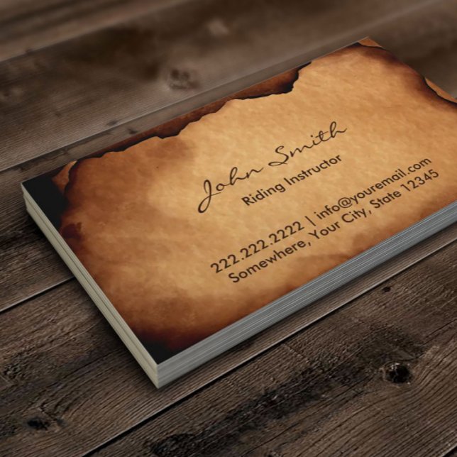 Vintage Old Burned Paper Equestrian Business Card (Creator Uploaded)