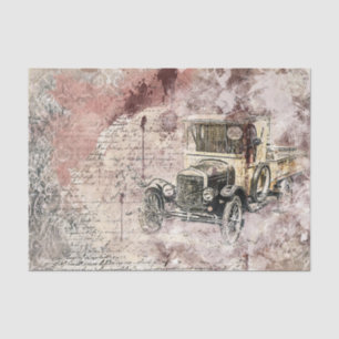 Vintage Old Car Victorian Decoupage  Tissue Paper