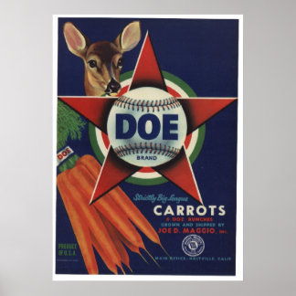 Vintage Old Carrots Vegetables Crate Labels Poster