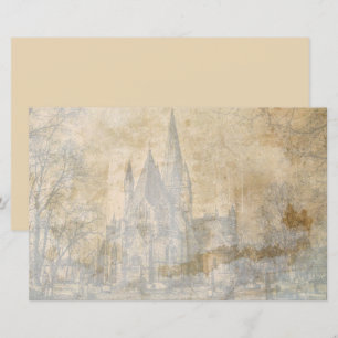 Vintage old castle scrapbook decoupage paper