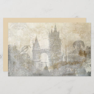 Vintage old castle scrapbook decoupage paper