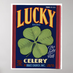 Vintage Old Celery Vegetables Crate Labels Poster