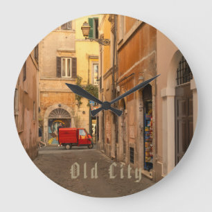 Vintage, Old City, Antique Car, Antique Style Large Clock