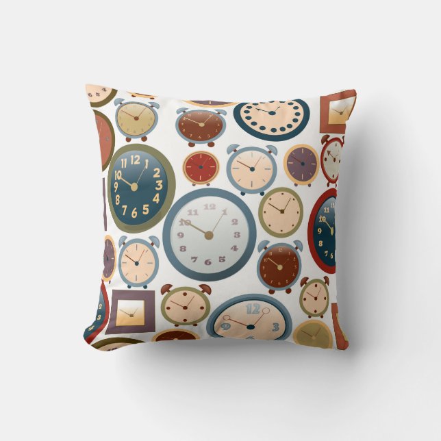 Vintage Old Clocks Pattern Cushion (Front)