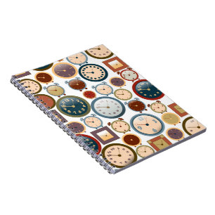 Vintage Old Clocks Pattern Notebook