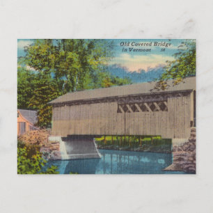 Vintage, Old Covered Bridge in Vermont Postcard