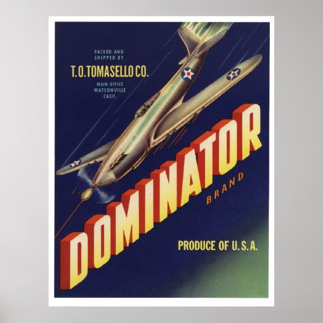 Vintage Old Dominator Vegetables Crate Labels Poster (Front)
