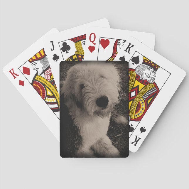 Vintage Old English Sheepdog Playing Cards (Back)