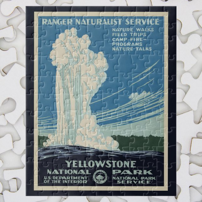 Vintage Old Faithful in Yellowstone National Park Jigsaw Puzzle (Creator Uploaded)