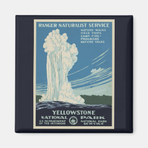 Vintage Old Faithful in Yellowstone National Park Magnet