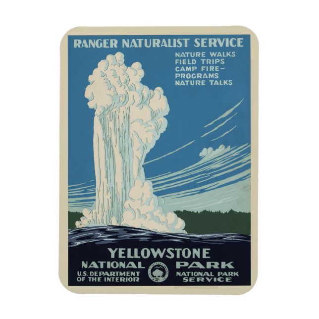 Vintage Old Faithful in Yellowstone National Park Magnet (Vertical)