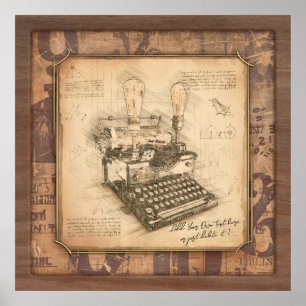 Vintage Old Fashion Art. Author / Writer Gift Poster