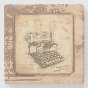 Vintage Old Fashion Art. Author / Writer Gift Stone Coaster