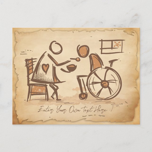 Vintage Old Fashion Caregiver, Nursing Assistant Postcard (Front)