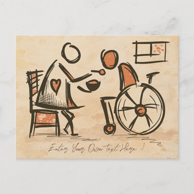 Vintage Old Fashion Caregiver, Nursing Assistant Postcard (Front)