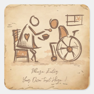 Vintage Old Fashion Caregiver, Nursing Assistant Square Sticker