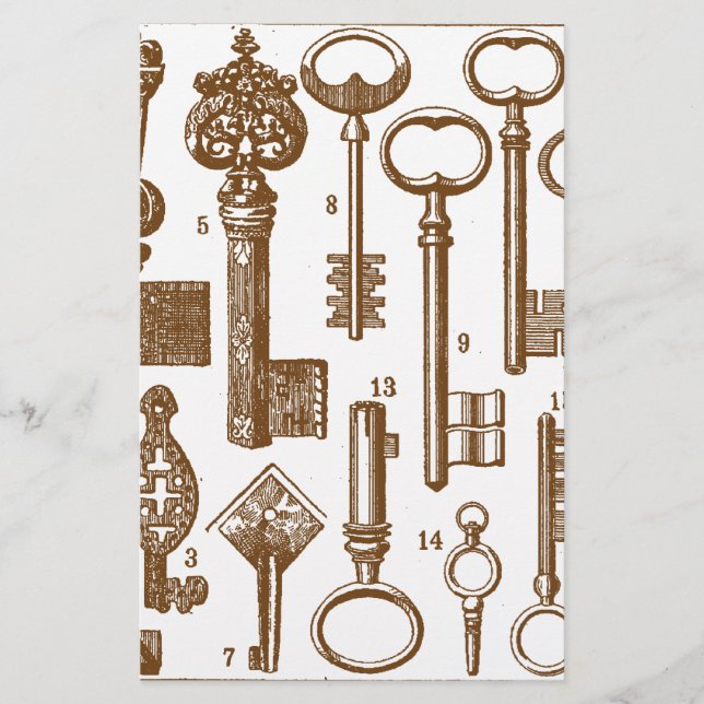 Vintage Old Fashioned Antique Key Set (Front)