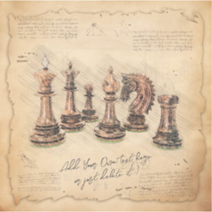 Vintage Old Fashioned Chess Pieces Art Player Gift