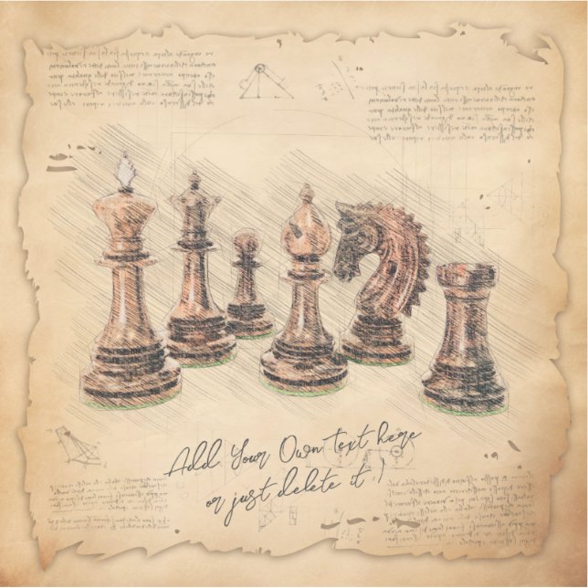 Vintage Old Fashioned Chess Pieces Art Player Gift (Front)