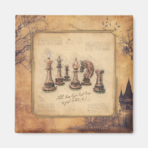 Vintage Old Fashioned Chess Pieces Art Player Gift Magnet