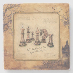 Vintage Old Fashioned Chess Pieces Art Player Gift Stone Coaster