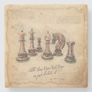Vintage Old Fashioned Chess Pieces Art Player Gift Stone Coaster
