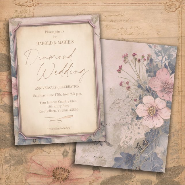 Vintage Old Fashioned Diamond Wedding Photo Invitation (Creator Uploaded)