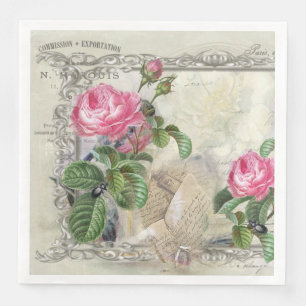 Vintage Old Fashioned Florals Paper Dinner Napkins