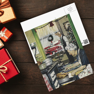 Vintage Old Fashioned Home Kitchen Christmas Postc Holiday Postcard