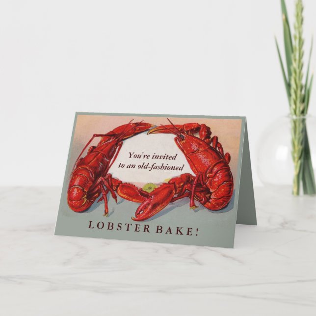 Vintage old-fashioned lobster bake invitation (Front)