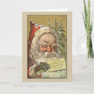 Vintage Old Fashioned Santa Christmas Card