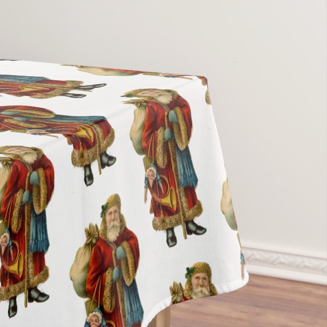 Vintage Old-Fashioned Santa Claus Christmas Tablecloth (In Situ)