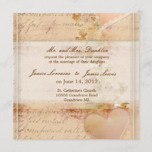 Vintage, old fashioned wedding invitation