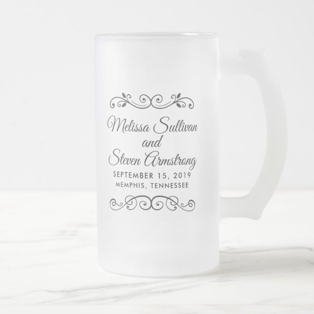 Vintage Old-Fashioned Western Style Wedding Frosted Glass Beer Mug (Right)