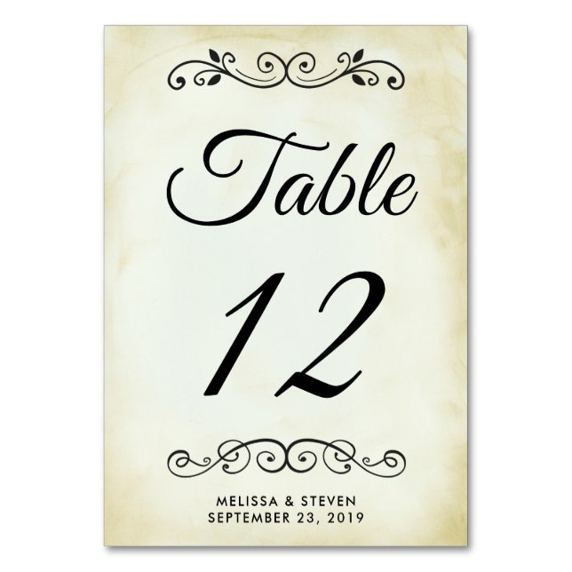 Vintage Old-Fashioned Western Theme Wedding Table Number (Front)