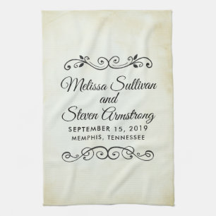 Vintage Old-Fashioned Western Theme Wedding Tea Towel