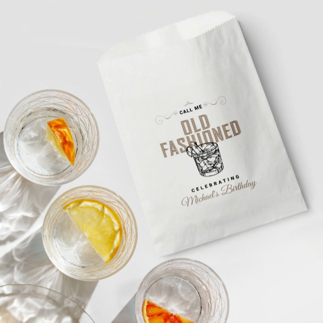 Vintage Old Fashioned white Whiskey Birthday Favour Bags (Creator Uploaded)