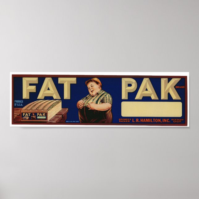 Vintage Old Fat Pak Fruit Crate Labels Poster (Front)