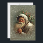 Vintage Old Father Christmas in Snow  Holiday Card<br><div class="desc">Artistic vintage Robert Finlay McIntyre portrait of old world Father Christmas in the snow with holly and ice on his white robes. Back features complementary sepia background with editable text fields.</div>