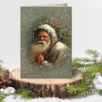 Vintage Old Father Christmas in Snow 