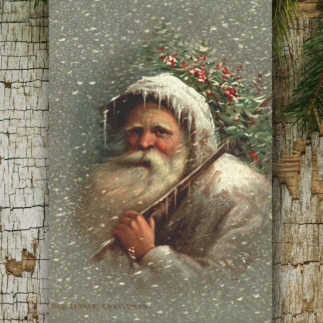 Vintage Old Father Christmas in Snow  Tissue Paper (Creator Uploaded)