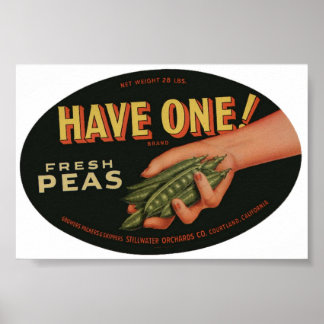 Vintage Old Fresh Peas Crate Labels Poster