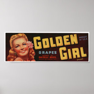 Vintage Old Grapes Fruit Crate Labels Poster