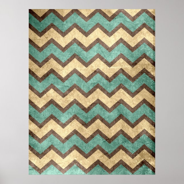 vintage old grungy paper effect chevron zigzag poster (Front)
