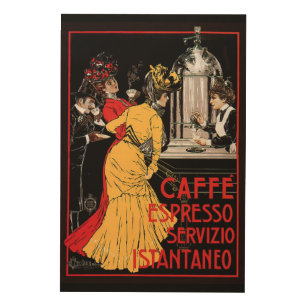 Vintage Old Italian Coffee Expresso Advertisement Wood Wall Art